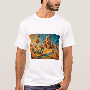 Desert Mirage Ochre Orange Teal Blue T-Shirt