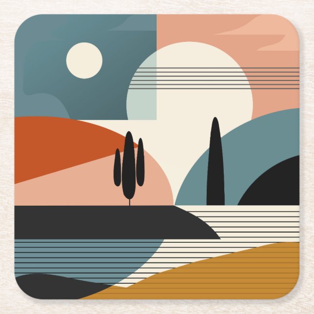 Desert Mirage Square Paper Coaster (Front)