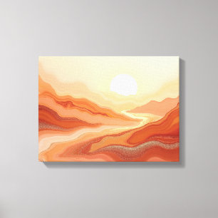 Desert Mirage – Warm Earth Fluid 16"x12" Abstract Canvas Print