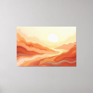 Desert Mirage – Warm Earth Fluid 60"x40" Abstract Canvas Print