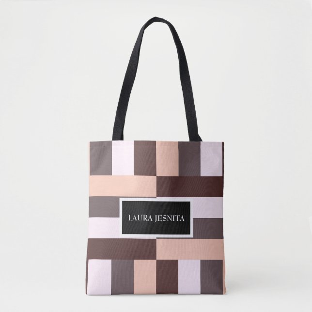 Desert Mocha Geometric Tote Bag (Front)