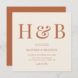 Desert Monogram Wedding Square Invitations