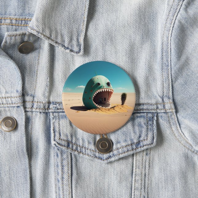 Desert monster house 7.5 cm round badge (In Situ)