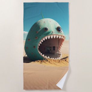 Desert monster house beach towel