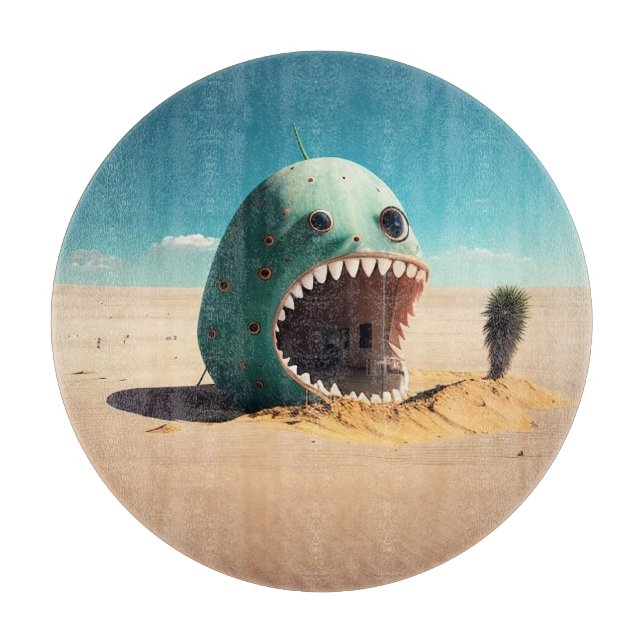 Desert monster house cutting board (Front)