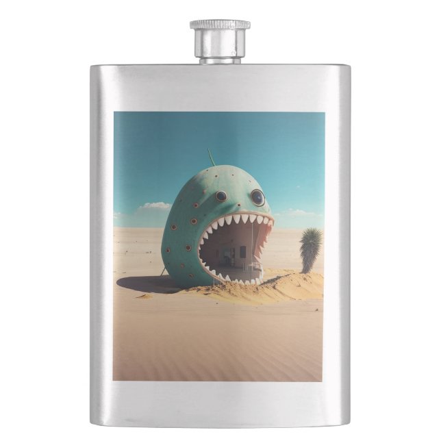 Desert monster house hip flask (Front)