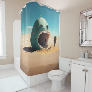 Desert monster house shower curtain