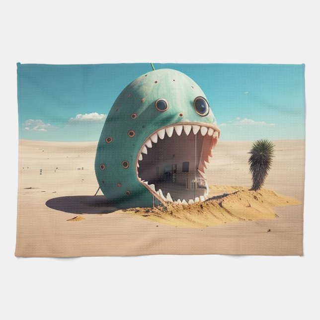 Desert monster house tea towel (Horizontal)
