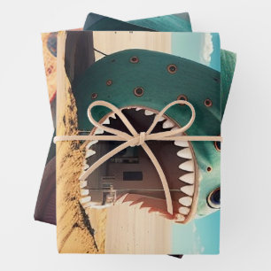 Desert monster house wrapping paper sheet