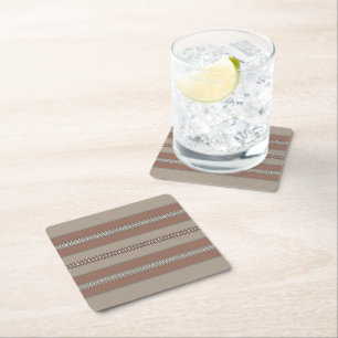 Desert Mosaic Stripes Square Paper Coaster