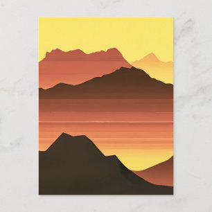 Desert Mountain Sunset Orange and Brown Postcard