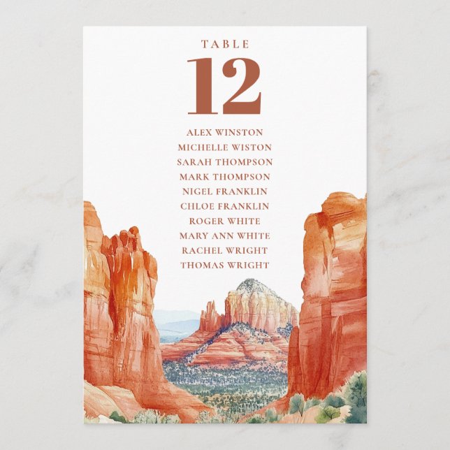 Desert Mountain Table Number Seating Chart (Front)
