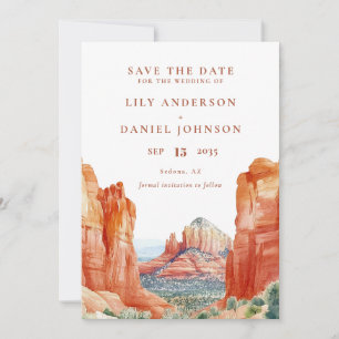 Desert Mountain Watercolor Destination Wedding Save The Date