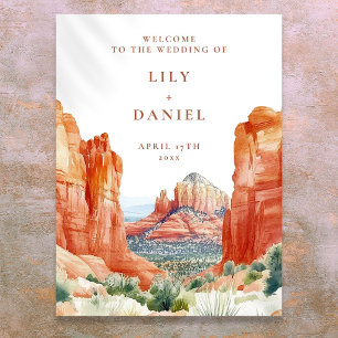 Desert Mountain Watercolor Wedding Welcome Sign