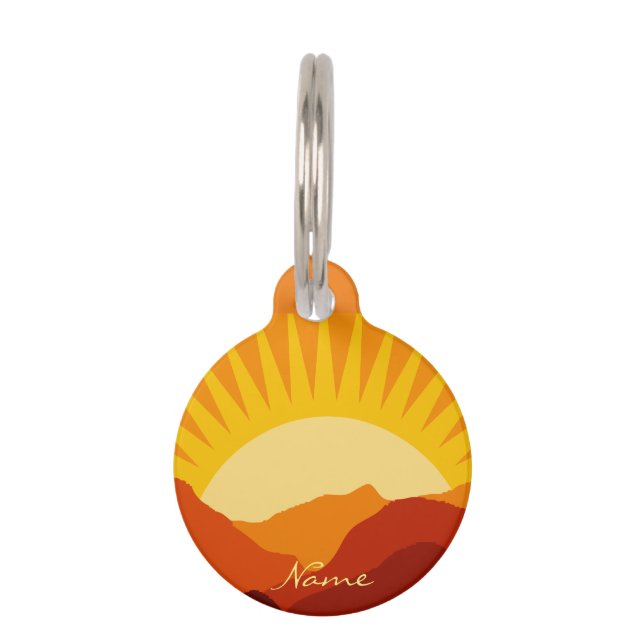 Desert Mountains Sunset Thunder_Cove Pet Tag (Back)