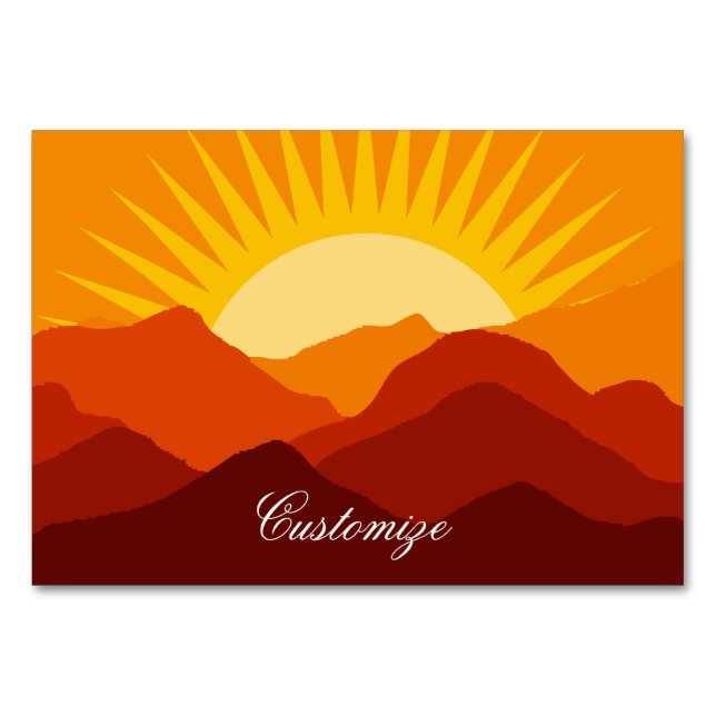 Desert Mountains Sunset Thunder_Cove Table Number (Front)