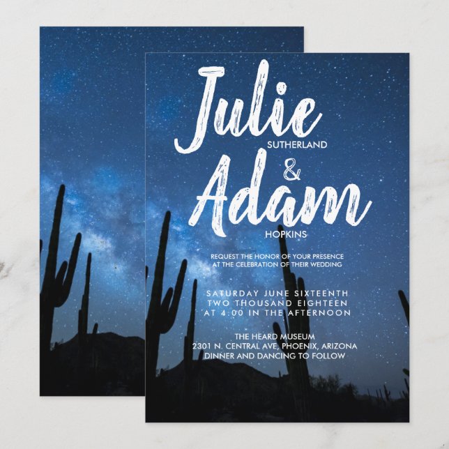 Desert Night Sky Wedding Invitation (Front/Back)