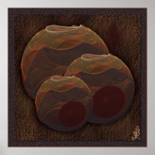 Desert Oasis Fractal Pottery Abstract Art Poster