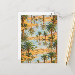 Desert Oasis Mirage Palm Tree Postcard