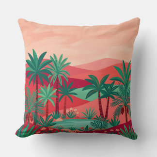 Desert Oasis Palm Tree Throw Pillow