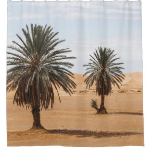 Desert Oasis: Sahara Palms Landscape. Shower Curtain