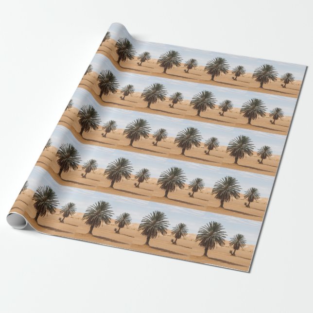Desert Oasis: Sahara Palms Landscape. Wrapping Paper (Unrolled)