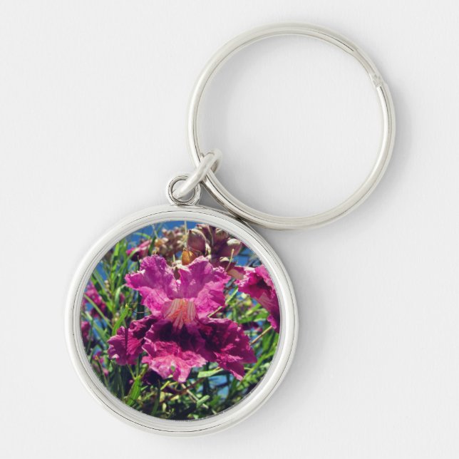 Desert Orchid Bloom Photo Bright Purple Flower Key Ring (Front)