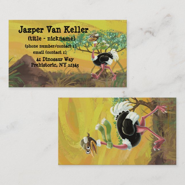 Desert Ostrich Runner Business Card (Front/Back)