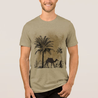 Desert Palm Trees and Camel Vintage Art T-Shirt Tri-Blend Shirt