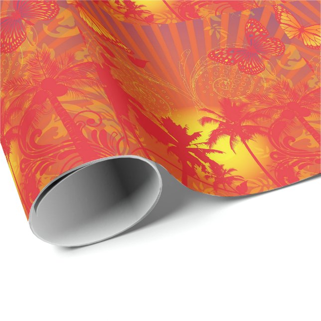 Desert Palm Trees Sunset Wrapping Paper (Roll Corner)