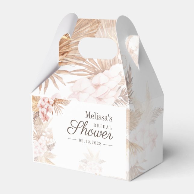 Desert Palms Pampas Grass Boho Bridal Shower Favour Box (Front Side)