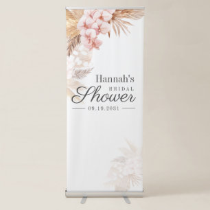 Desert Pampas Grass Boho Bridal Shower Retractable Banner