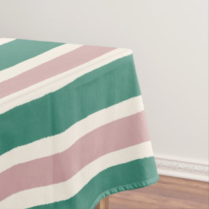 Desert Pink and Teal Green Stripes Pattern Tablecloth