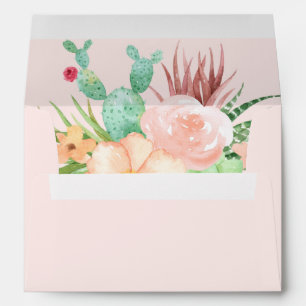 Desert Pink Succulent Wedding Envelopes