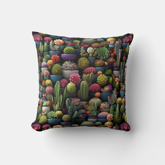 Desert Plants Throw Pillow (Front)