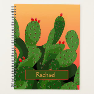Desert Prickly Pear Cactus Sunset Personalised Planner