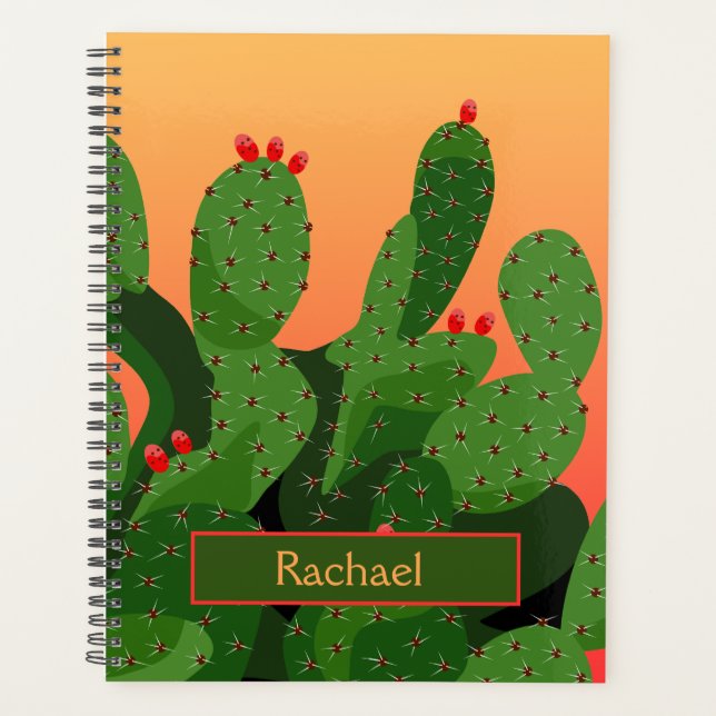Desert Prickly Pear Cactus Sunset Personalised Planner (Front)