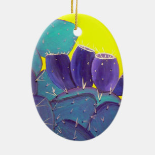 Desert Prickly Pear with Fruit Ceramic Tree Decoration