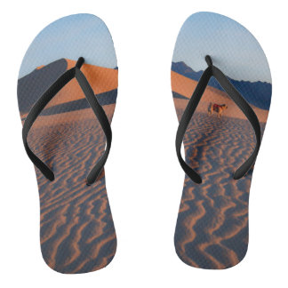 "Desert Pug with Wanderlust" Funny Pug Scenic Flip Flops