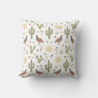 Desert Quail Soft Pastel Cactu Cushion