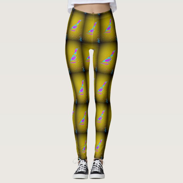 desert quail standing yellow leggings (Front)