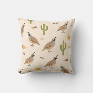 Desert Quail Sunny Desert Scene Warm Nature Cushion