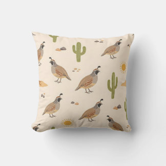 Desert Quail Sunny Desert Scene Warm Nature Cushion