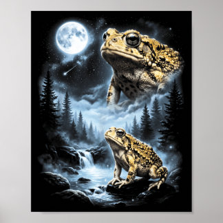 Desert Rain Frog Howling At Moon 90s Retro Poster