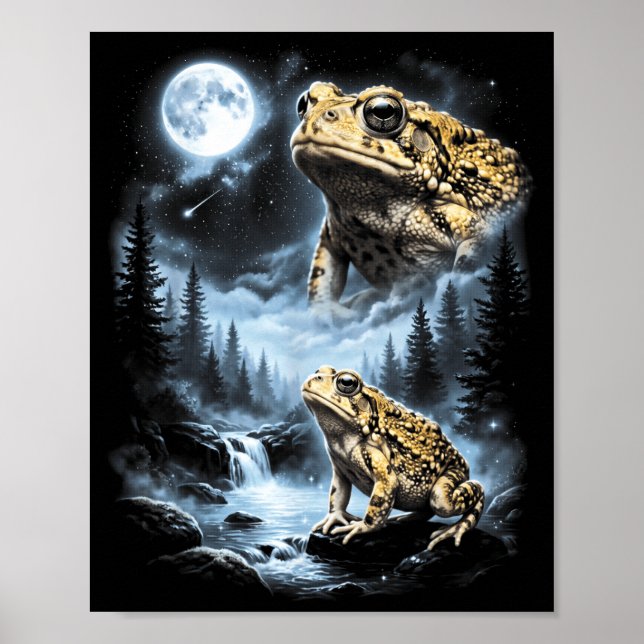 Desert Rain Frog Howling At Moon 90s Retro Poster (Front)