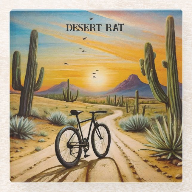 Desert Rat, customisable Glass Coaster (Front)