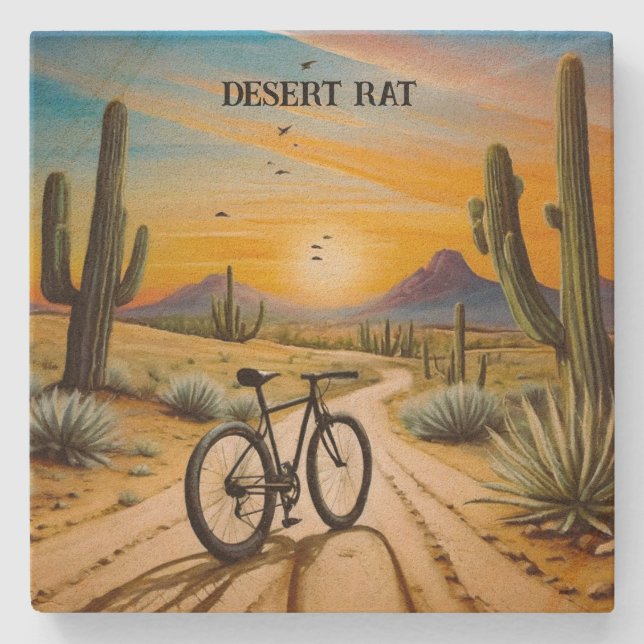 Desert Rat, customisable Stone Coaster (Front)