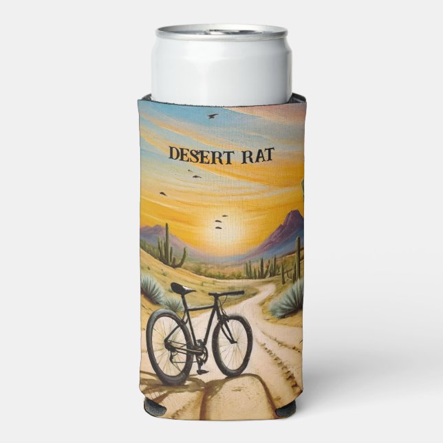Desert Rat Cycling Mountain Bike Sunset Custom Seltzer Can Cooler (Seltzer Front)
