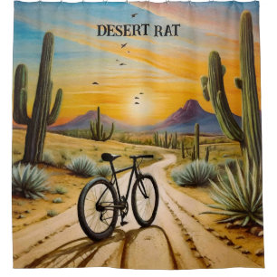 Desert Rat Cycling Mountain Bike Sunset Custom Shower Curtain