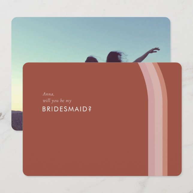 Desert Red Rose Minimalist Bridesmaid Ask Card (Front/Back)